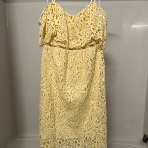 Yellow midi dress off the shoulder sleeves